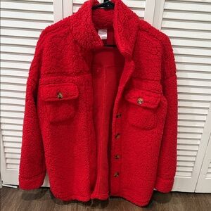 No Boundaries Red Sherpa Jacket